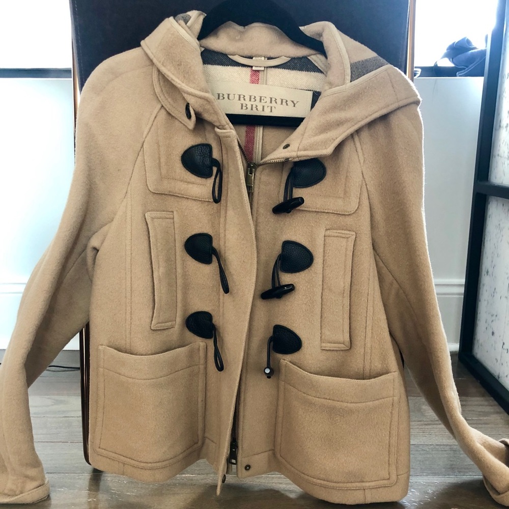 Burberry Camel Toggle Peacoat w/ hood
